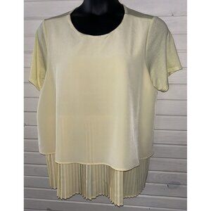 NWT DG2 by Diane Gilman Sz PLUS 1X Yellow Tunic w/ Pleated Underlayer